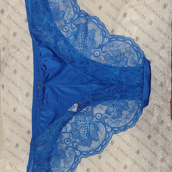 Victoria's Secret Other - NWT Victoria's Secret Blue Lace cheekini Panties smooth soft L large